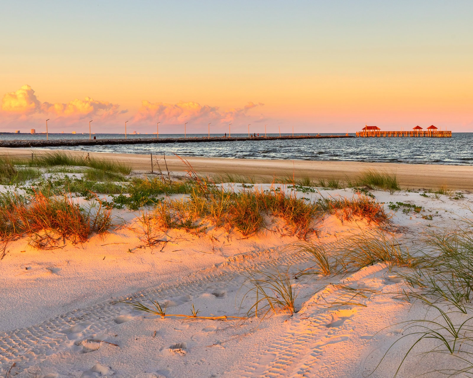 Gulfport Mississippi Print, Moses Pier Dunes Sunset, Gulfport
