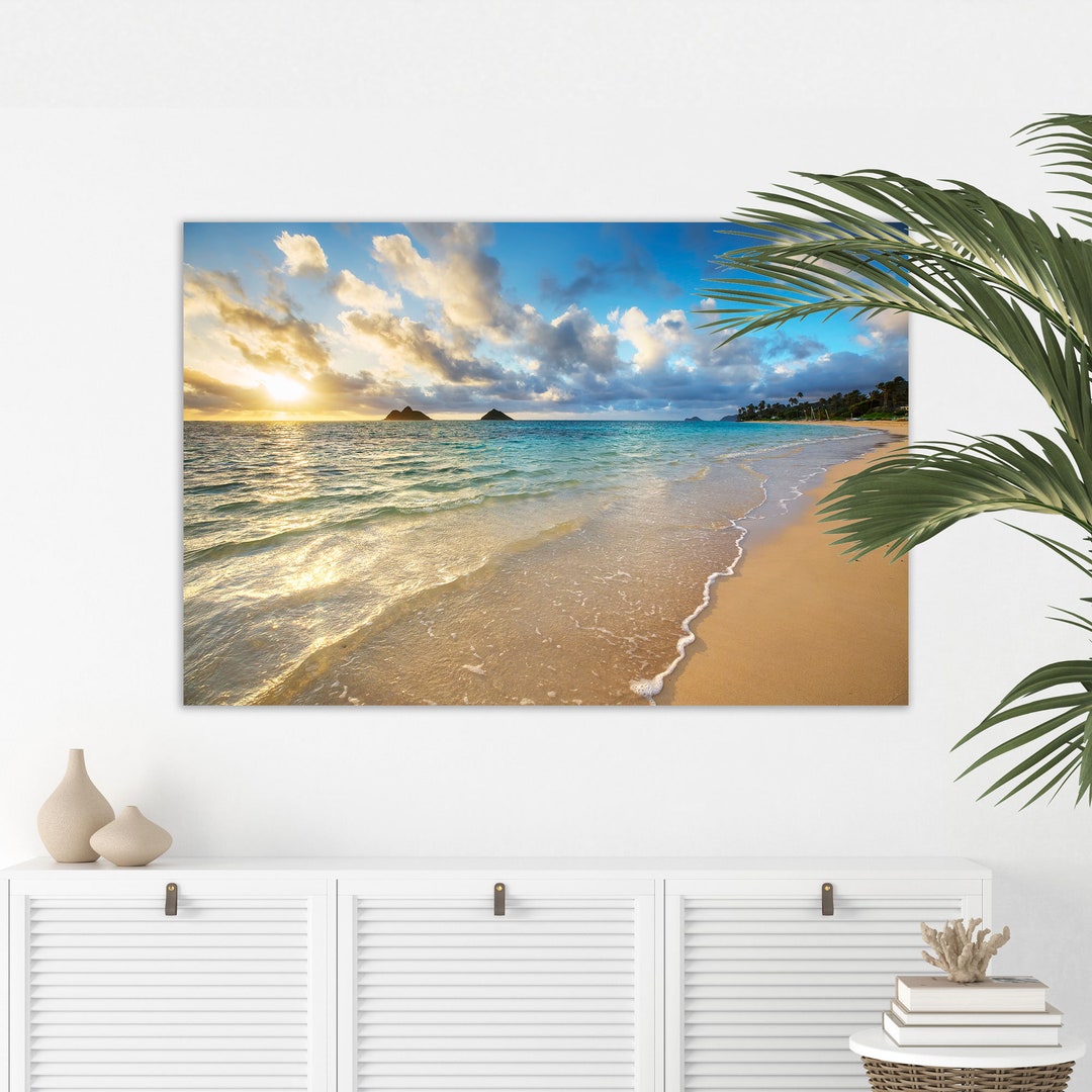Hawaii Canvas Wall Art Lanikai Morning Hawaii Beach Canvas Print