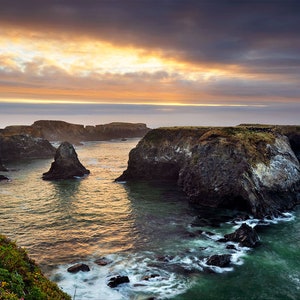 Mendocino California Photo, Mendocino Headlands State Park Moody Sunset, California Coastal Wall Art, Northern California Photography