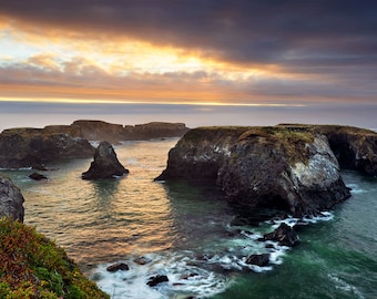 Mendocino California Photo, Mendocino Headlands State Park Moody Sunset, California Coastal Wall Art, Northern California Photography