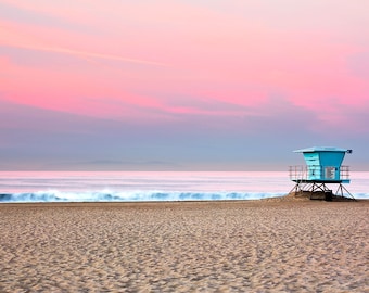 Huntington Beach Wall Art | "Lifeguard Stand #14" | California Beach Photography | Minimalist Beach Wall Art - Lifeguard Stand Photo