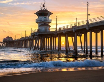 Huntington Beach Print | "Classic Sunset" | Beach Wall Art | Beach Photo - Beach Home Decor - Beach Picture - Huntington Beach Sunset Print