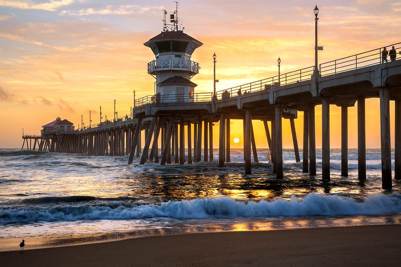 Huntington Beach Print Classic Sunset Beach Wall Art Beach Photo Beach Home Decor Beach Picture Huntington Beach Sunset Print image 1