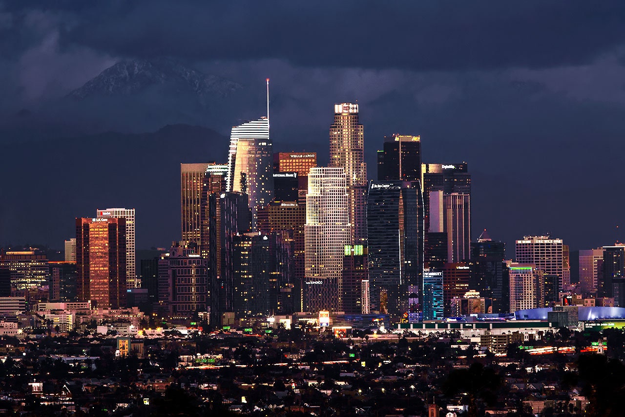 Los Angeles Photography | LA Skyline Night Skyline | Los Angeles Photo Print, Los Angeles Skyline Wall Art - Los Angeles Wall Art Picture