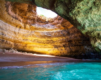 Algarve Caves Photography | "Benagil Cave View" | Portugal Cave Photo Print, Carvoeiro Picture, Lagoa Wall Art, Portugal Beach Home Decor