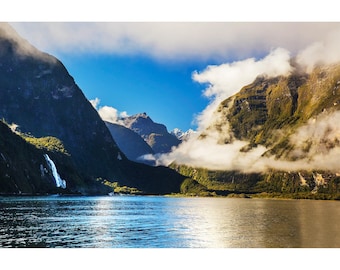 New Zealand Print, Milford Sound Morning, New Zealand Photography, Fiordland National Park Wall Art, NZ South Island Photo