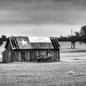 B&W Texas Flag Barn Photo Print, Black and White Stephenville Texas Wall Art, Rustic Texas Photography, Texas Barn Wall Art, Farmhouse Decor