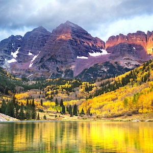 Aspen Wall Art | &quot;Maroon Bells Autumn&quot; | Aspen Fall Foliage - Aspen Photo - Maroon Bells Photo - Colorado Wall Art - Aspen Fall Decor