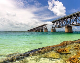 Florida Keys Print, Old Bahia Honda Bridge, Florida Keys Photography, Bahia Honda State Park Photo, Florida Keys Beach Wall Art Decor