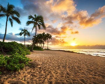 Hawaii Beach Print | "Haleiwa Alii Sunset" | Oahu Photo - Oahu Hawaii Photography - Beach Photography - Hawaii Beach Photo - Hawaii Photo