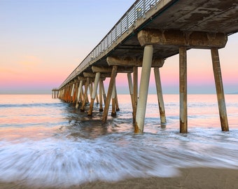 Hermosa Beach Print, Hermosa Pier at Dawn, Los Angeles Beach Cities Photography, Hermosa Beach Pier Photo, Beach Wall Art Coastal Home Decor