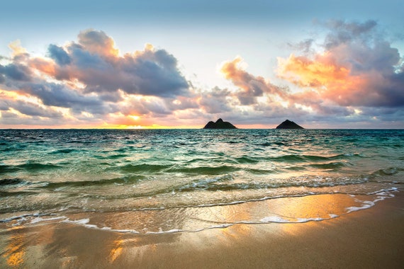 Hawaii Photo Set, Hawaiian Sunsets, Oahu Hawaii Photography Wall