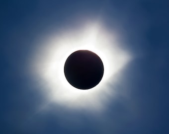 2017 Eclipse Photo | "Blue Sky Eclipse" | Solar Eclipse Print - 2017 Solar Eclipse Photo- Solar Eclipse Wall Art - 2017 Eclipse Home Decor