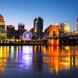 Cincinnati Skyline Print Cincinnati River View Cincinnati Photography Cincinnati Wall Art Cincinnati Photo Ohio Photography image 1