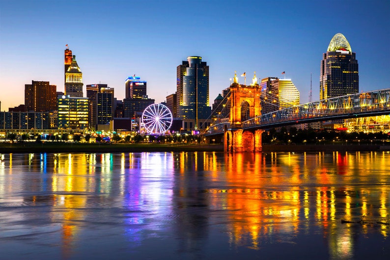 Cincinnati Skyline Print Cincinnati River View Cincinnati Photography Cincinnati Wall Art Cincinnati Photo Ohio Photography image 1