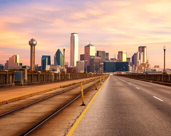 Dallas Skyline Photography | Road to Dallas Sunrise | Dallas Photography | Dallas Skyline Print - Dallas Wall Art, Dallas Texas Photography