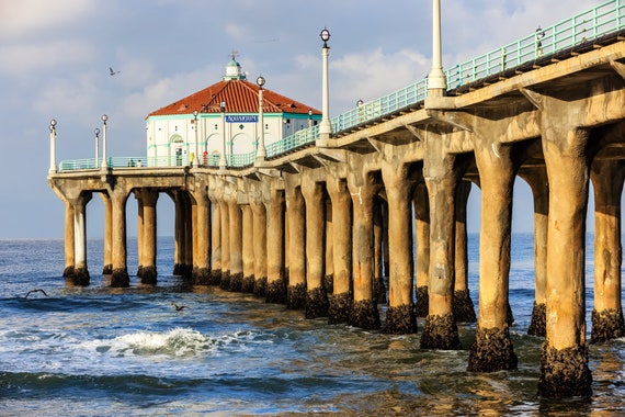 Manhattan Beach Pier Print, Morning at the Pier, Manhattan Beach