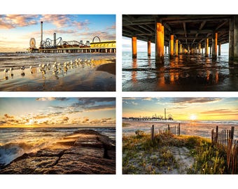 Galveston Texas Print Set, Galveston Pier Photo Set, Texas Wall Art, Texas Beach Photography, Galveston Island Pleasure Pier Art