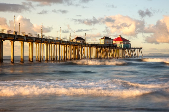 Huntington Beach Print, Morning Waves, Huntington Beach Pier