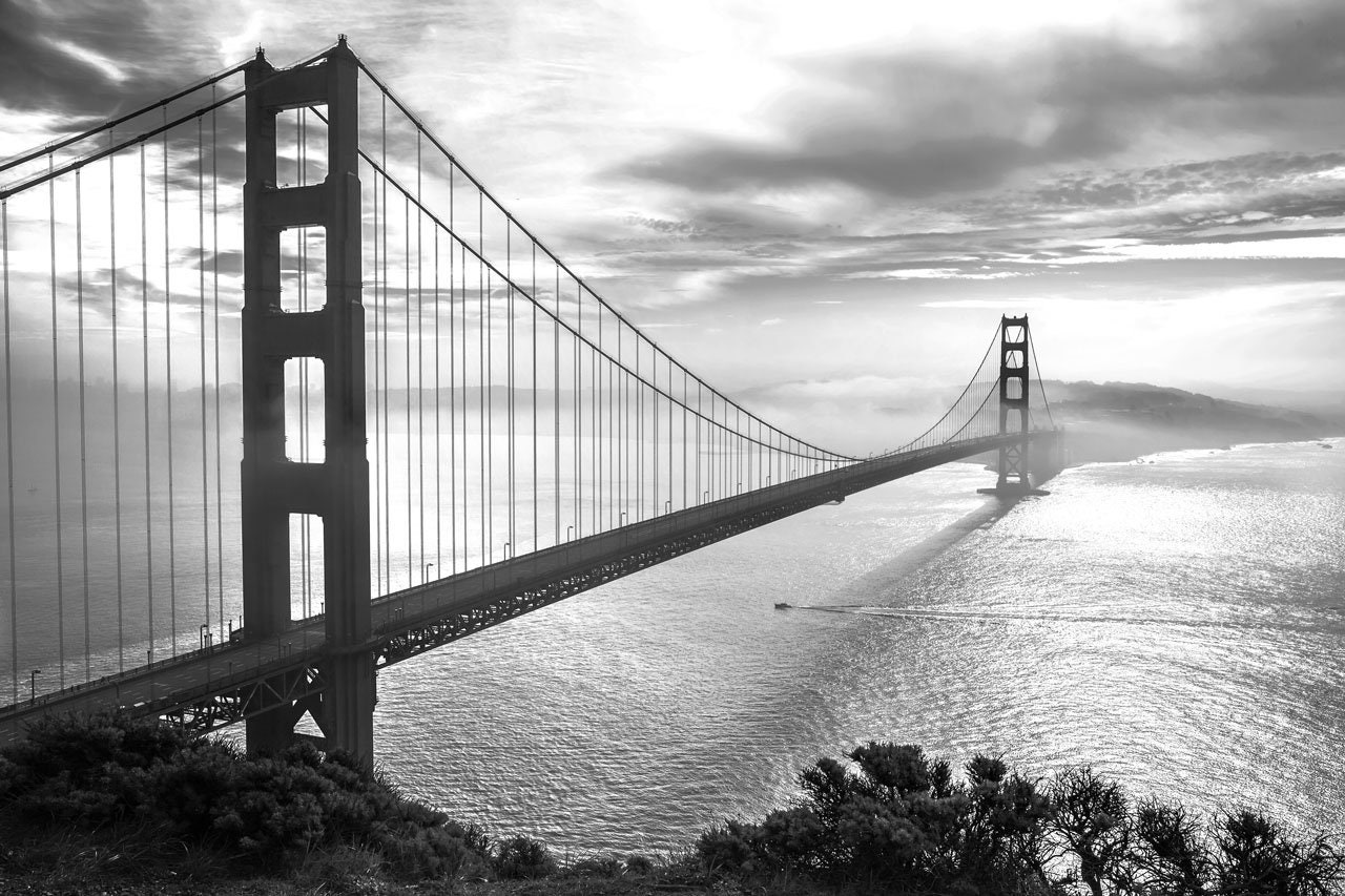 B&W Golden Gate Bridge Print a Rare Morning - Etsy