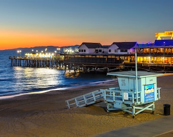 Redondo Beach Pier Print, Redondo Landing Evening View, Los Angeles Beach Cities Photography, Southern California Redondo Beach Wall Art