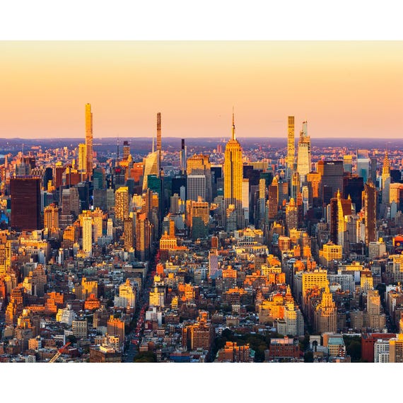 New York City Photo, Midtown Manhattan Skyline Sunset, NYC Skyline