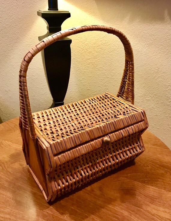 vintage wicker basket sewing Gem