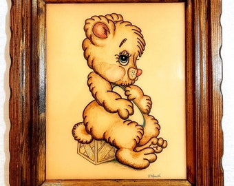Vintage Teddy Bear Art Nursery Wall Hanging