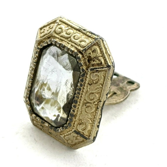 Vintage Art Deco Style Earrings Antiqued Gold Lar… - image 6