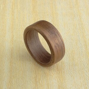 One colour Wood Rings – BROWN walnut wood Medium Size wood veneer marquetry ring