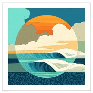 Intersessions 2 | Modern Surf Art Print, Abstract Ocean Scene, Square Paper Print