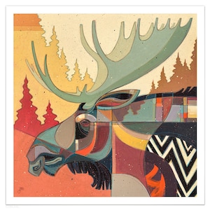 The Moose | Fine Art Paper Print, Abstract Moose Art Print, Moose, Modern Illustration, Contemporary Animal Art Print, Pacific North West