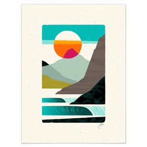 Salty Mountain Air | Fine Art Paper Print, Pacific North West, Abstract Art Print, Geometric Landscape, Modern Decor, Illustration Art Print