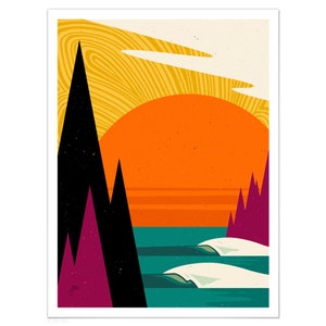 Northern Rights - Yellow | Fine Art Paper Print, Pacific North West, Abstract Art Print, Geometric Landscape, Illustration Art Print