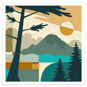 Pnwonderland Rainier | Art Print, Modern Pacific Northwest Art, Abstract PNW, Square Paper Print