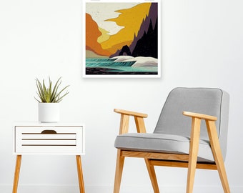 Arch Rock | Abstract Surf Art Print, Modern Ocean Art, Contemporary Ocean Art Print, Square Paper Print