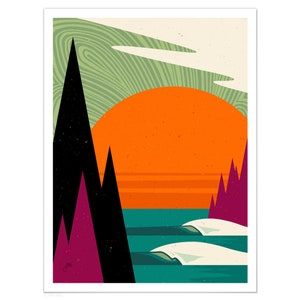 Northern Rights - Green | Fine Art Paper Print, Pacific North West, Abstract Art Print, Geometric Landscape, Modern, Illustration Art Print