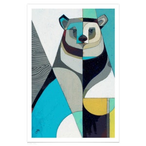 Yogi 2 | Fine Art Paper Print, Abstract Bear Art Print, Bear, Modern Illustration, Contemporary Animal Art Print, Pacific North West