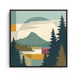 Pnwonderland | Mt. Hood Art Print, Modern Pacific Northwest Art, Abstract PNW, Square Canvas Print, Gift for Hikers