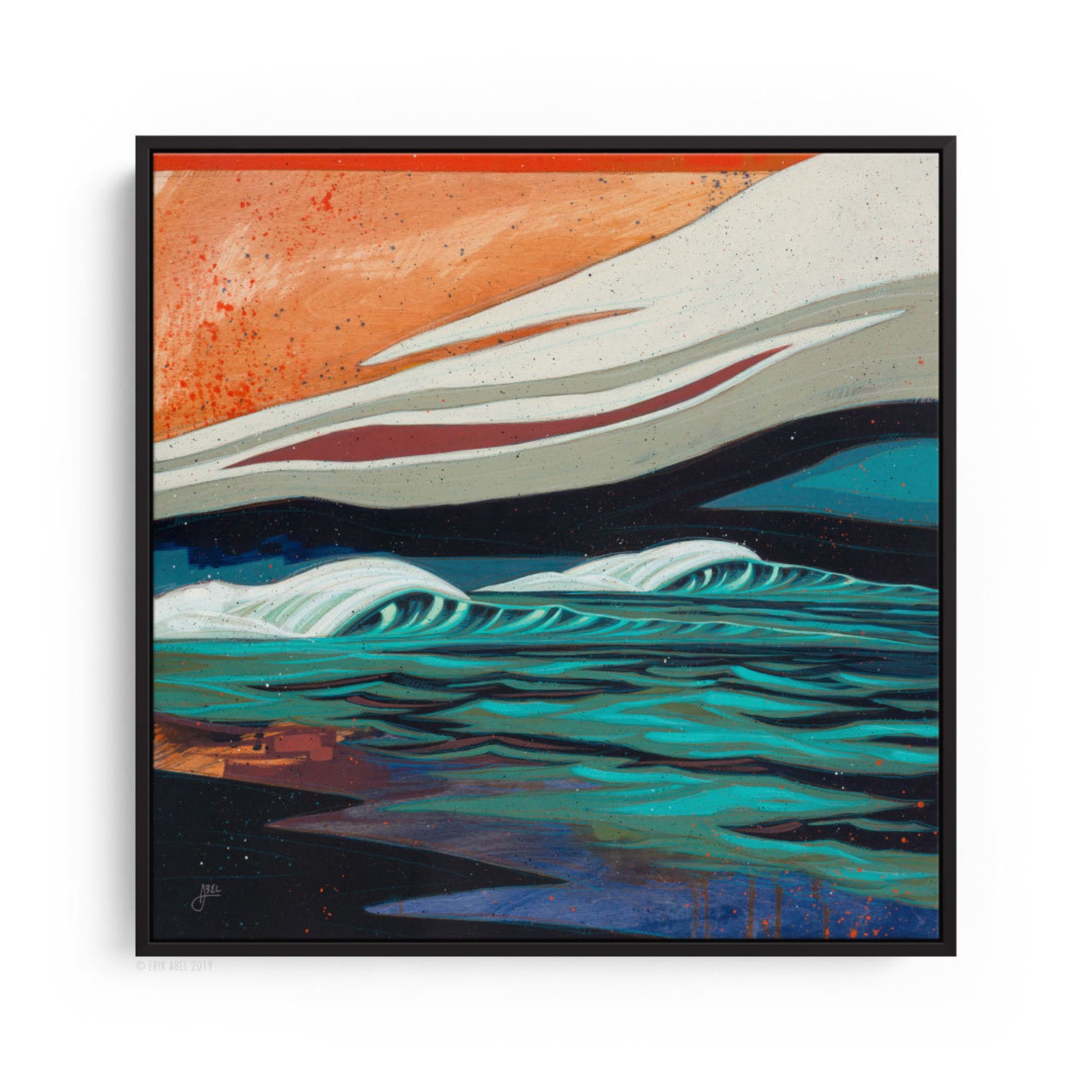 Dark Seas Abstract Surf Art Print Modern Ocean Art Etsy