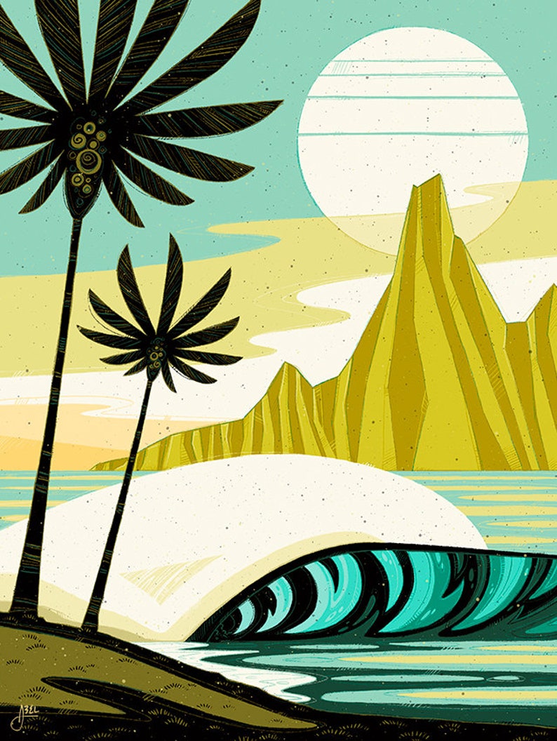 Modern Tropical Surf Art Hawaii Landscape Fine Art Canvas Etsy