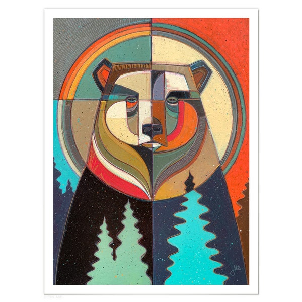 Ursus 4 | Fine Art Paper Print, Abstract Bear Art Print, Bear, Modern Illustration, Contemporary Animal Art Print, Pacific North West