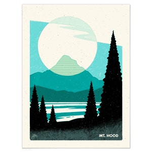 Mt Hood | Fine Art Paper Print, Pacific North West, Abstract Art Print, Geometric Landscape, Modern Decor, Illustration Art Print