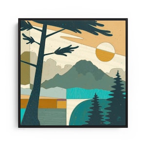 Pnwonderland Rainier | Art Print, Modern Pacific Northwest Art, Abstract PNW, Square Canvas Print