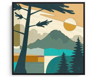 Pnwonderland Rainier | Art Print, Modern Pacific Northwest Art, Abstract PNW, Square Canvas Print