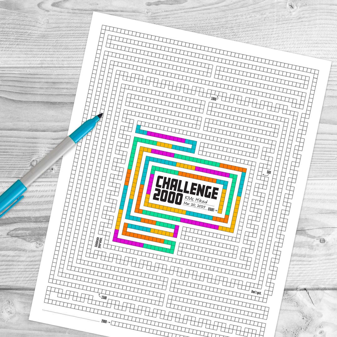 2000 Challenge Maze Tracker Printable Goal Tracker (PDF) Etsy