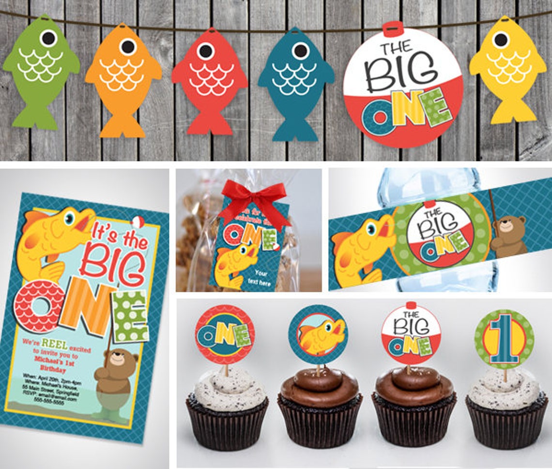 The Big One Birthday Printable First Birthday Invitation Fishing ...