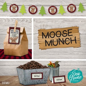 Moose Munch Popcorn Bar Kit: Holzfäller Gastgeschenke (PDF)