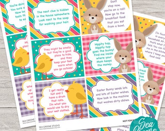 Easter Treasure Hunt printables | Easter hunt game | Easter hunt riddles