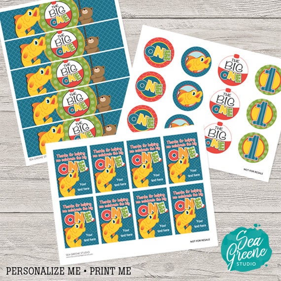 The Big One Birthday Printable First Birthday Invitation Fishing ...